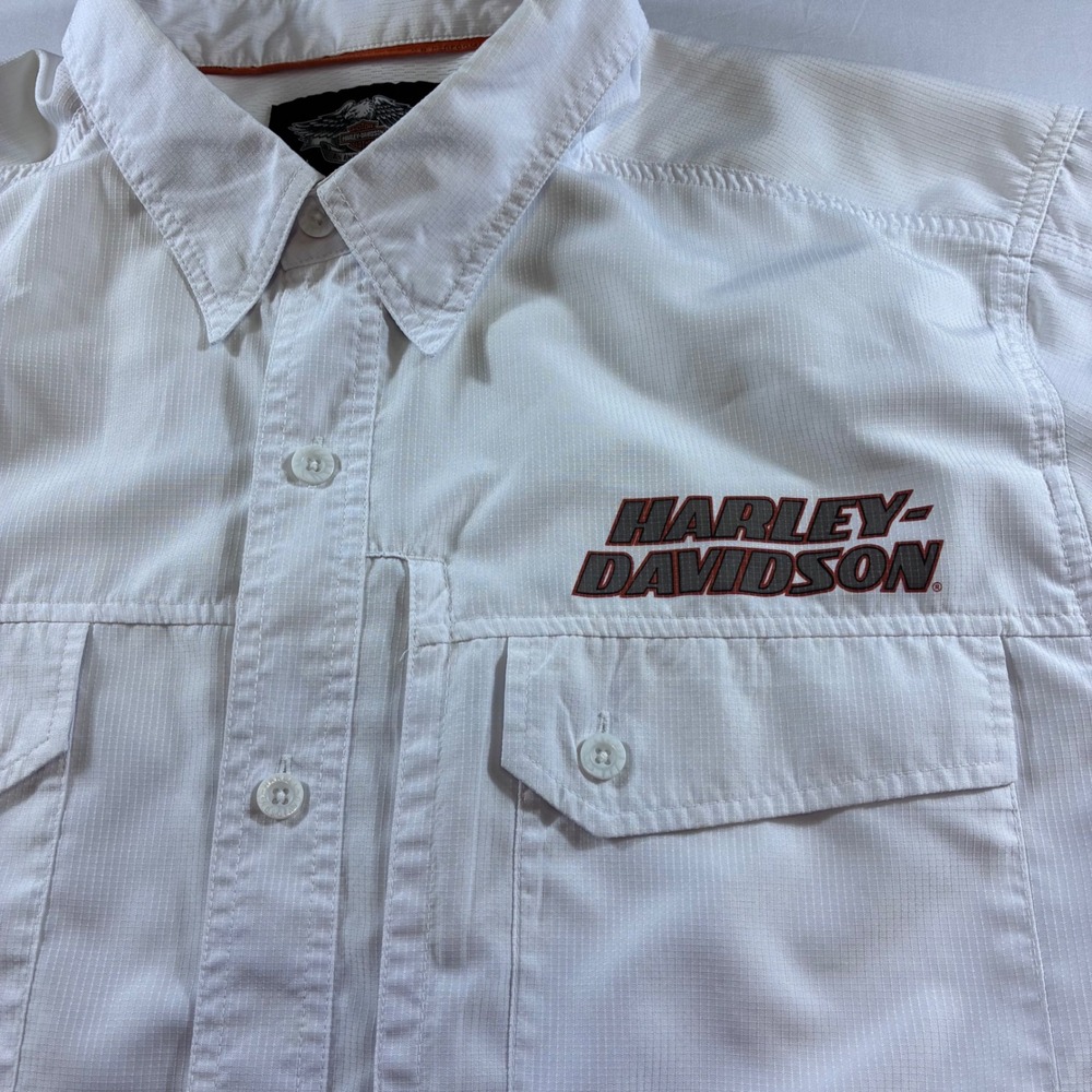 Harley Davidson Performance Shirt Mens 2XL White Short Sleeve Vented Ripstop